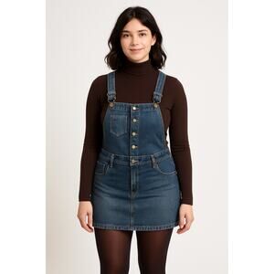 Old Navy Ultra Low Waist Blue Denim Overall Mini Skirt Jumper XL (2006)
